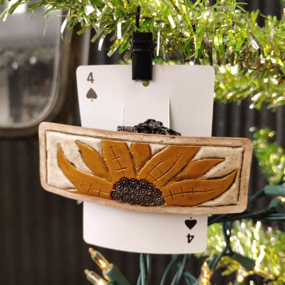 Genuine Leather Tooled Barrette